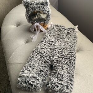 Gray Fuzzy Baby Outfit Set for photo sessions